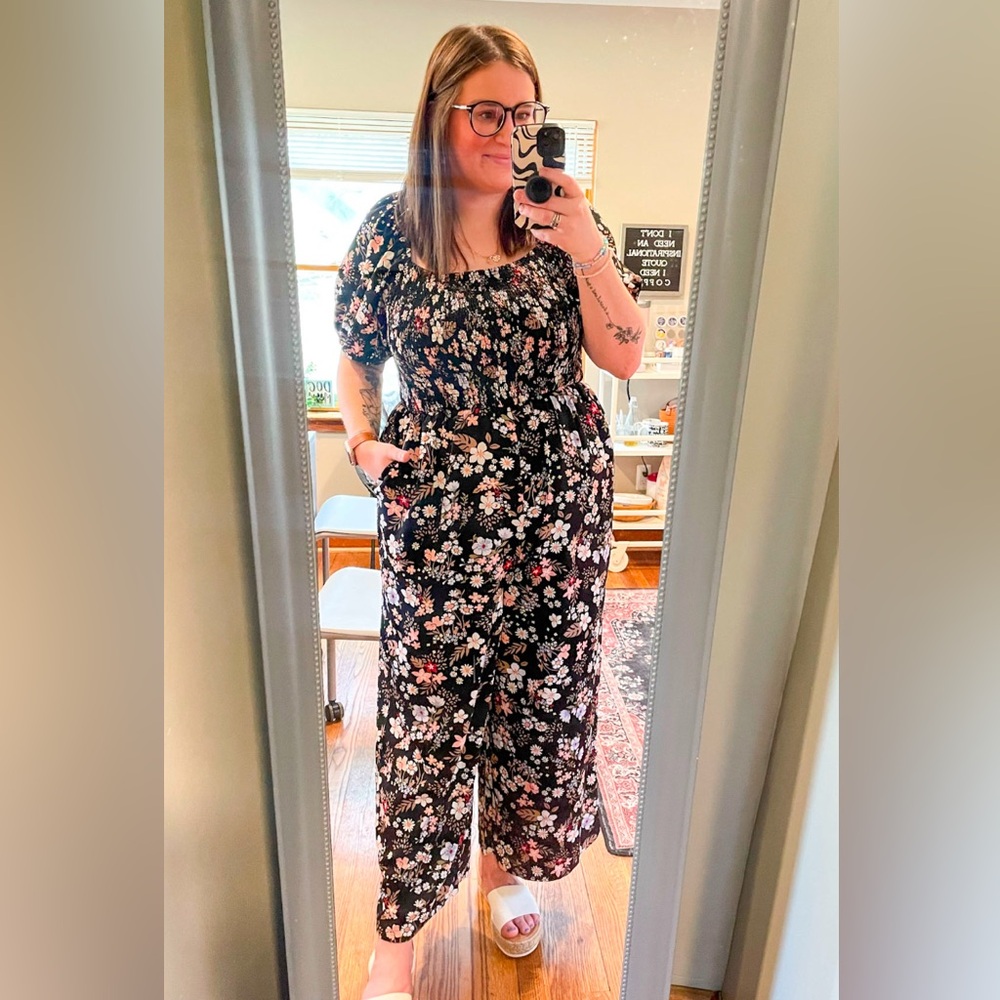 Floral Black Jumpsuit